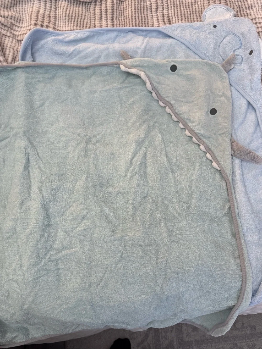 Cloud Island Hooded Baby Towel Set with Animal Hoods - Shark and Elephant